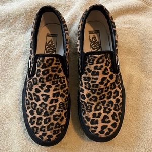 Vans leopard print platform slip ons size 9.5 women’s